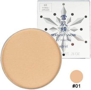 Kose Sekkisei Snow CC Powder SPF14/PA+ зволожуюча компактна СС пудра без футляра, #01 беж, 8 г Kose2802 фото
